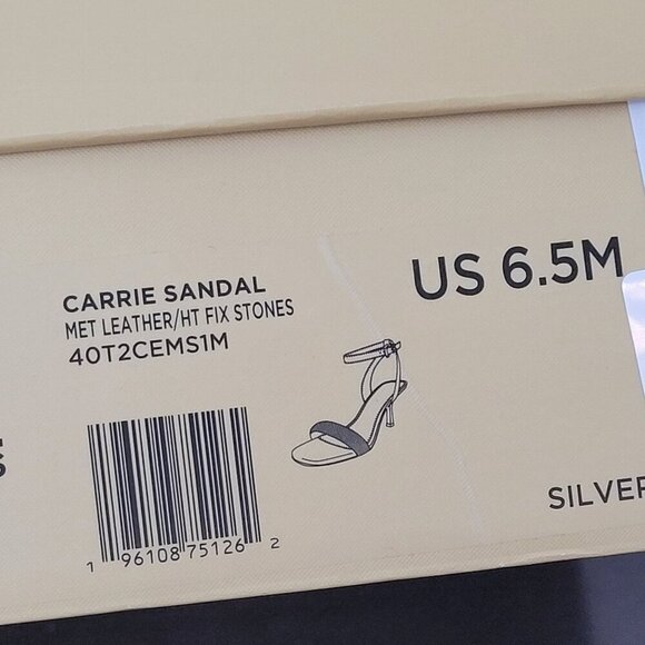 NEW Michael Kors Carrie Sandal Women's 6.5M Silver Metallic Leather Heels - Picture 12 of 13
